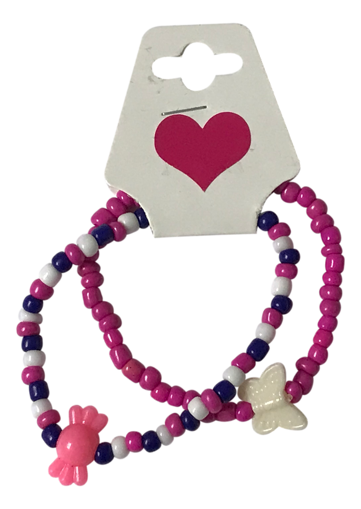 Candy Butterfly Charm Bracelet Set, Pink Purple Kawaii Beaded Bracelet, Symbol of Joy & Transformation Gift for Her
