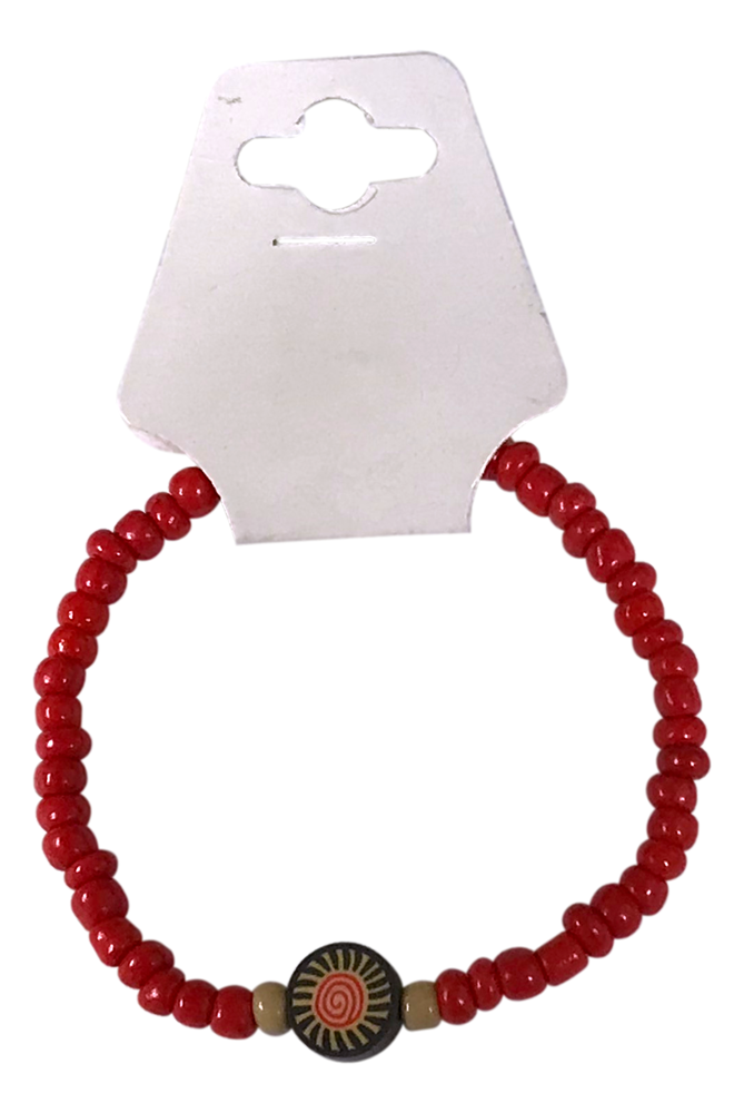 Handmade Red Sunburst Beaded Bracelet, Novelty Jewelry