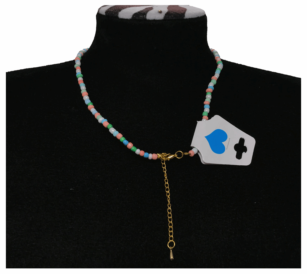 Handcrafted Seaside Starfish Beaded Necklace, Metal-Plated Clasp w/ Extension Chain