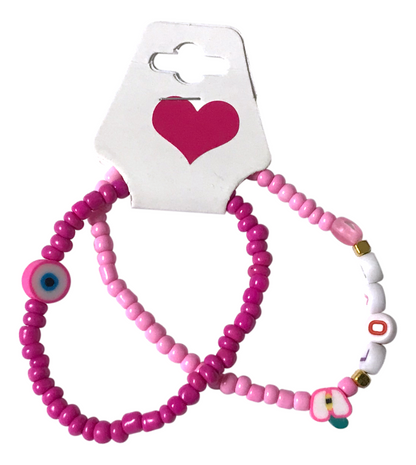 Handmade Pink Duo Beaded Bracelet, Teen Jewelry, Novelty Bracelet, Boho-chic