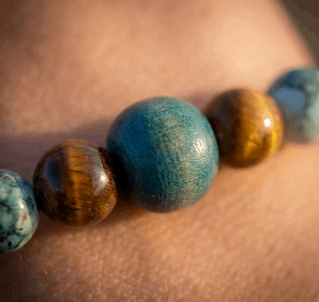 Handmade Southwestern Beaded Bracelet - Natural Turquoise, Tiger’s Eye & Jasper - Artisanal Boho Style
