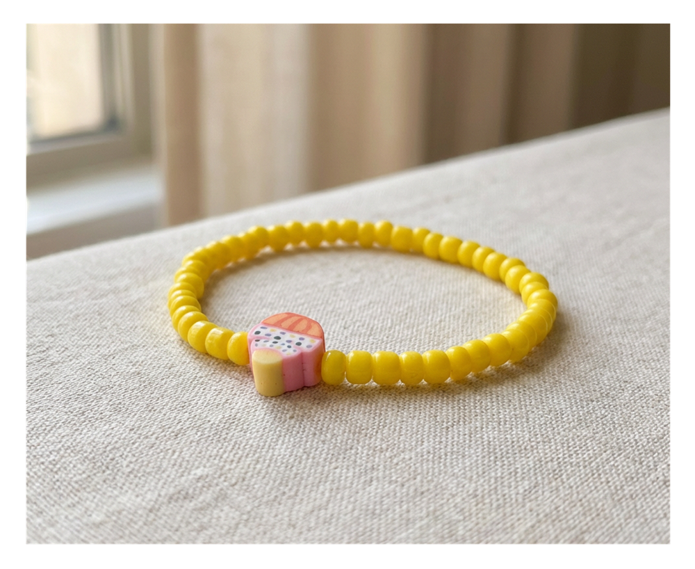 Handmade Bright Yellow Beaded Bracelet, Novelty Jewelry