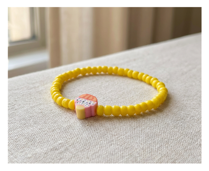 Handmade Bright Yellow Beaded Bracelet, Novelty Jewelry