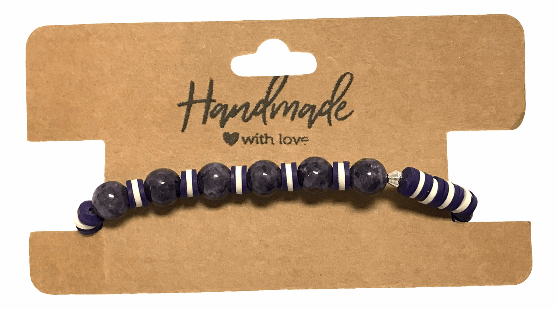 Handmade Heishi Bracelet – Amethyst Violet Plum & White Shell Disc & Round Beads - Boho style