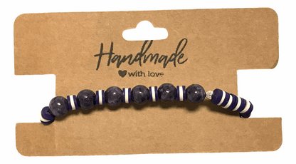 Handmade Heishi Bracelet – Amethyst Violet Plum & White Shell Disc & Round Beads - Boho style