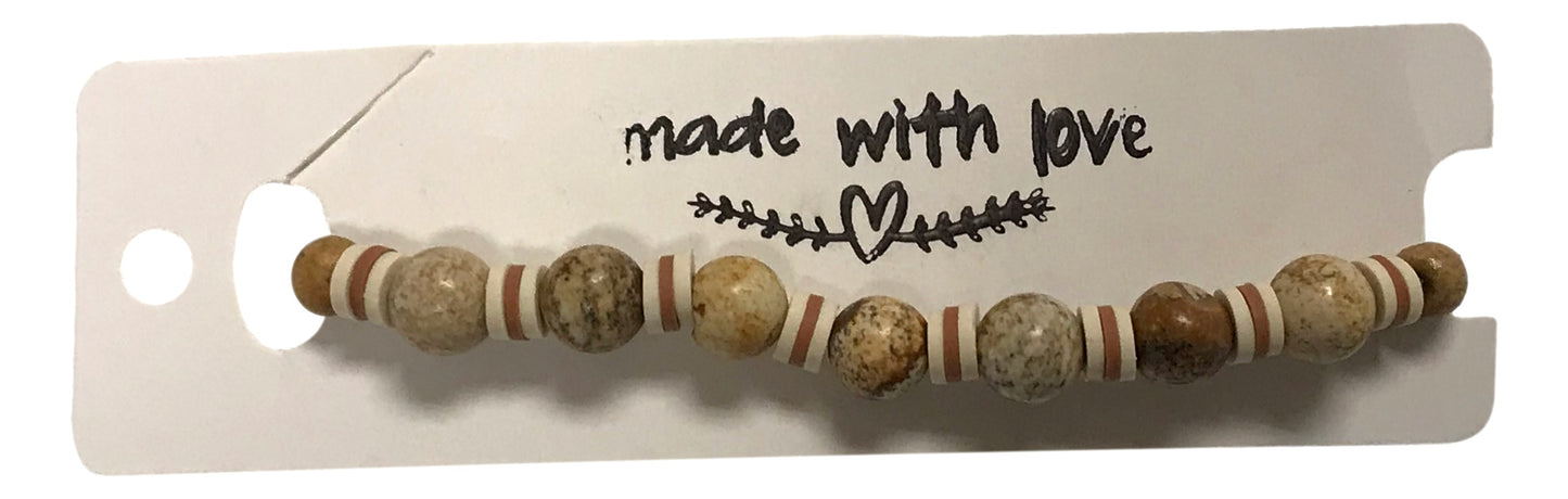 Beaded bracelet on a 'made with love' card