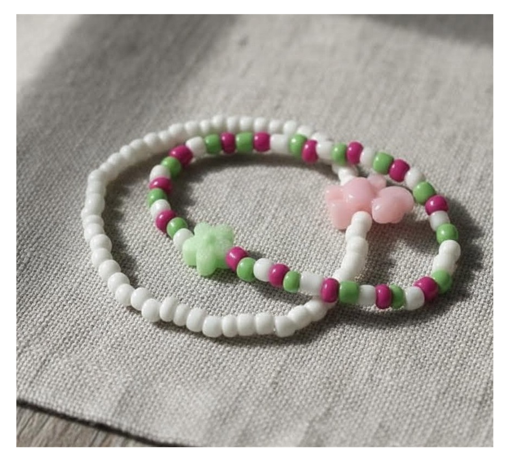 Handmade Blossom and Horse Charm Beaded Bracelets, Teen Jewelry, Novelty Bracelet