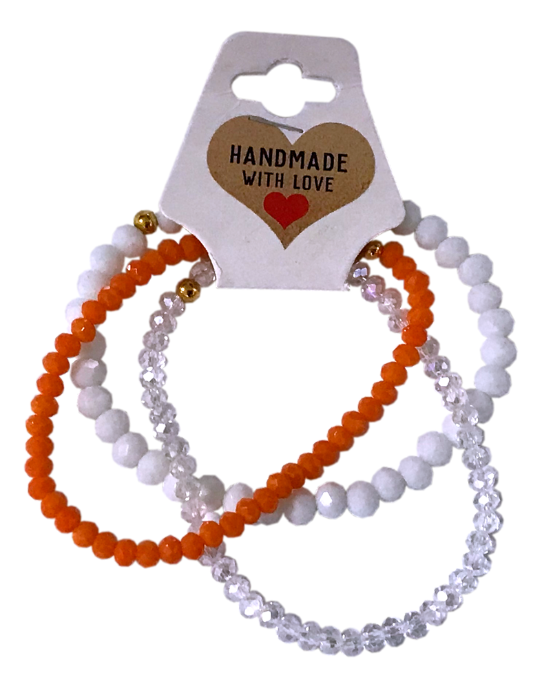Handmade with Love Autumn Orange Beaded Bracelet Set