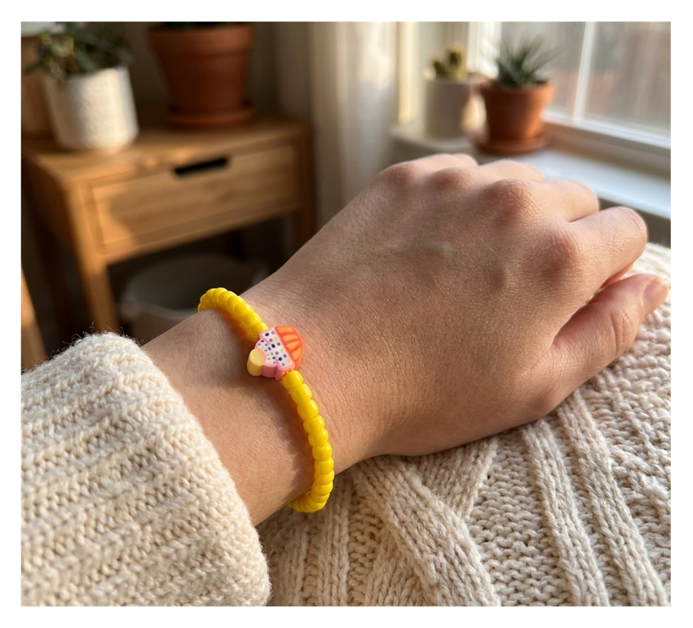 Handmade Bright Yellow Beaded Bracelet, Novelty Jewelry