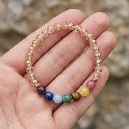 Natural Stone 7 Chakra Crystal Beaded Handmade Bracelet Gemstone Spiritual Jewelry Boho Style