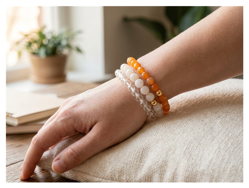 Handmade with Love Autumn Orange Beaded Bracelet Set