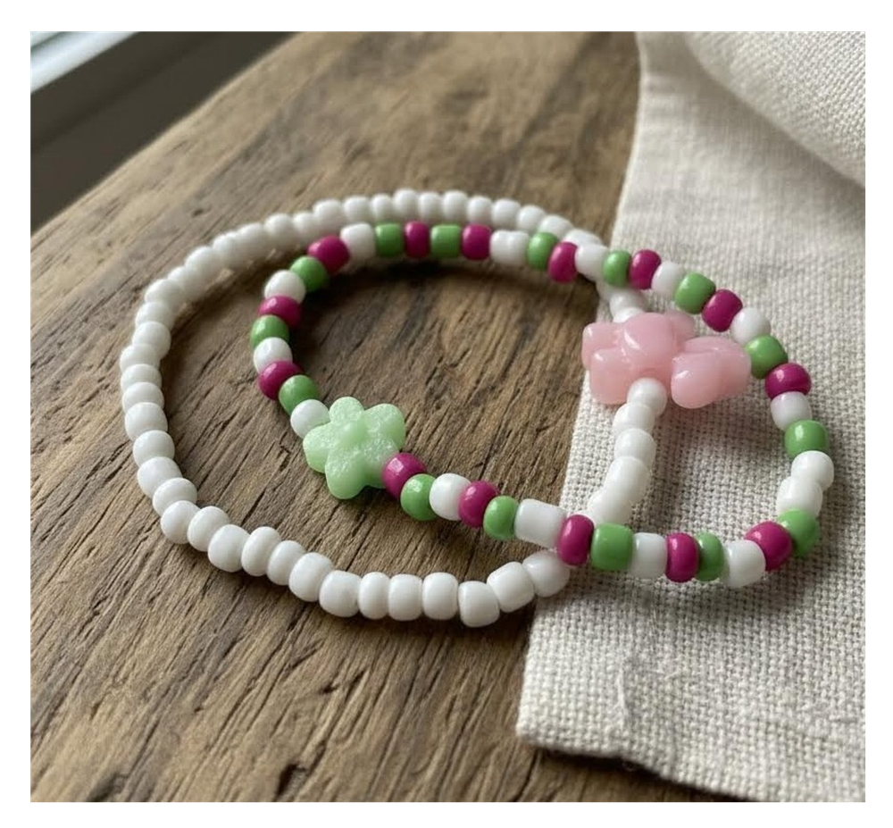 Handmade Blossom and Horse Charm Beaded Bracelets, Teen Jewelry, Novelty Bracelet