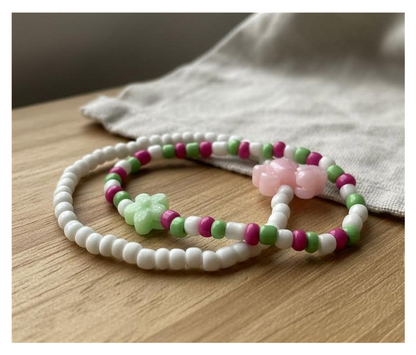 Handmade Blossom and Horse Charm Beaded Bracelets, Teen Jewelry, Novelty Bracelet