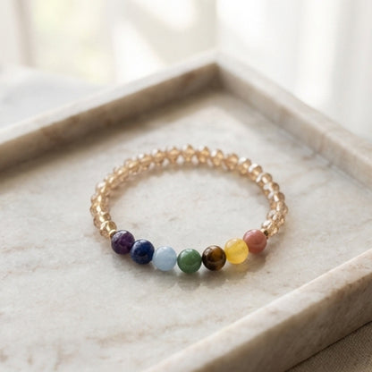 Natural Stone 7 Chakra Crystal Beaded Handmade Bracelet Gemstone Spiritual Jewelry Boho Style
