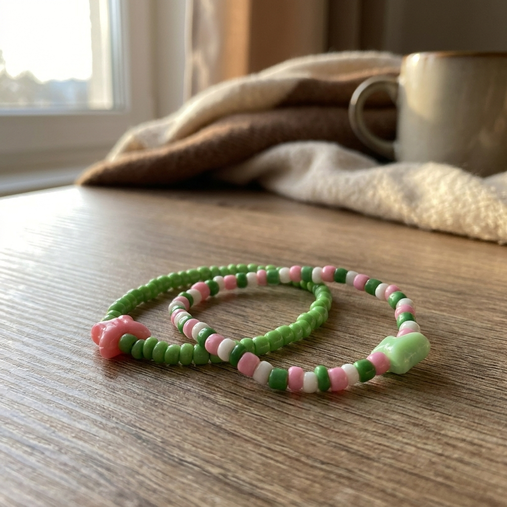Butterfly Charm Beaded Bracelet Set, Pink Green White Cute Stretch Y2K Aesthetic Jewelry, Kawaii Friendship Bracelet Gift