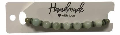 Handmade Green Jade Beaded Bracelet Boho Artisan Jewelry Gift