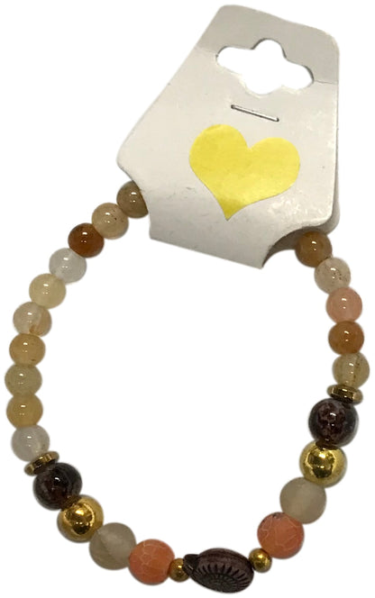 Handmade Natural Gemstone Beaded Bracelet with Gold Accents Warm Earth Tone Jewelry Boho Style One Size