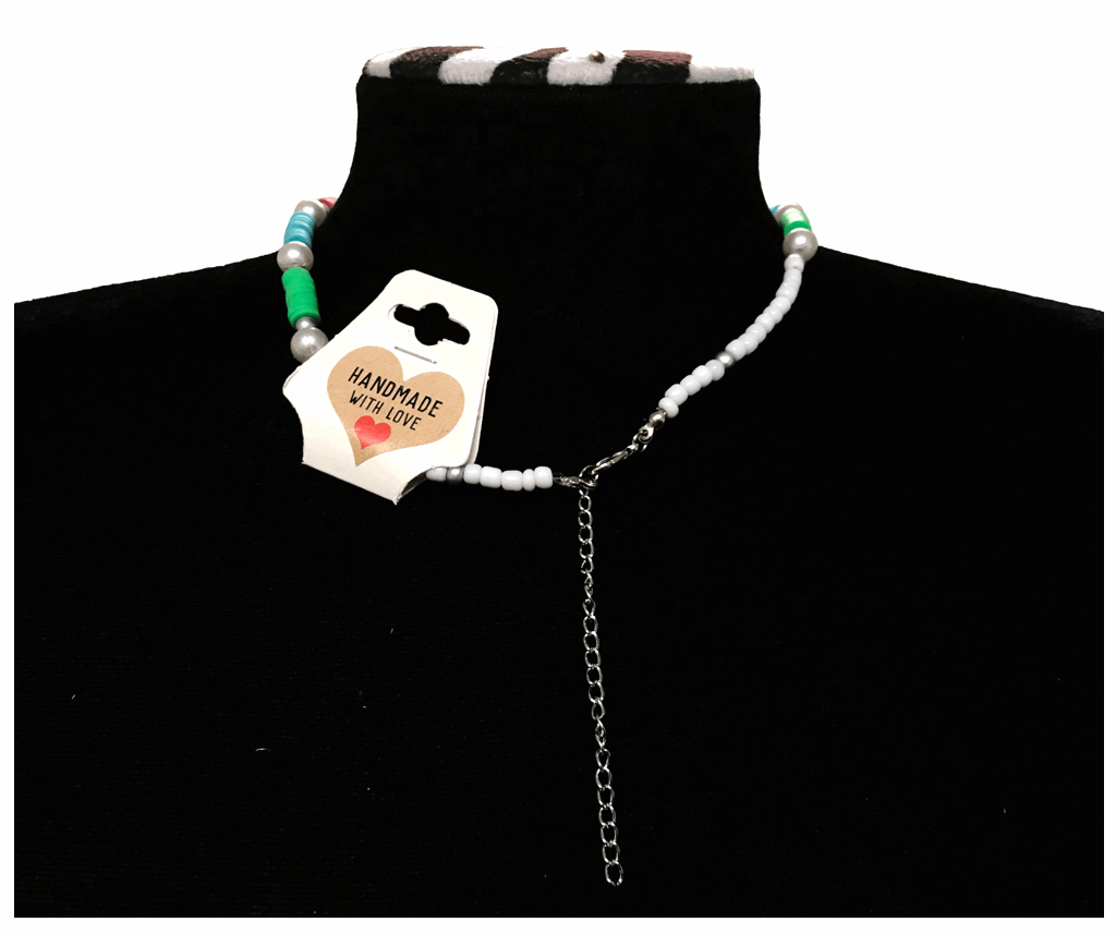 Handcrafted Summer Beach Pearl Necklace, Metal-Plated Clasp w/ Extension Chain