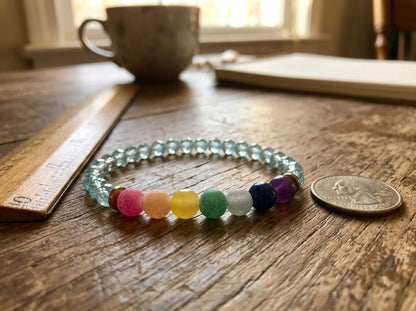 7 Chakra Gemstone Bracelet Handmade Rainbow Beaded Crystal Jewelry Natural Stone Boho Style Yoga Gift Minimalist