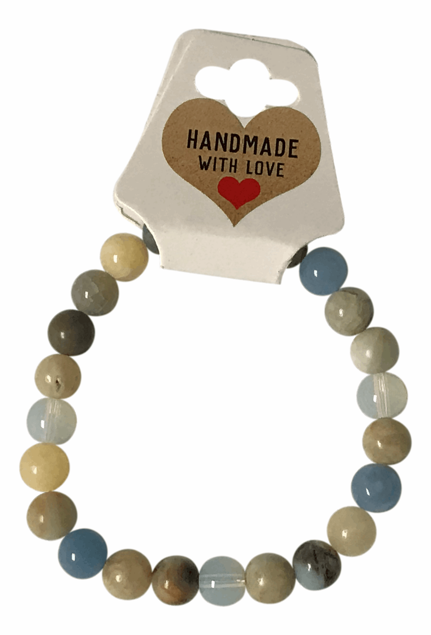 Blue and Earth Tone Beaded Bracelet, Handmade Stretch Bracelet, Neutral Gemstone Style Jewelry, Minimalist Stacking, Gift for Her