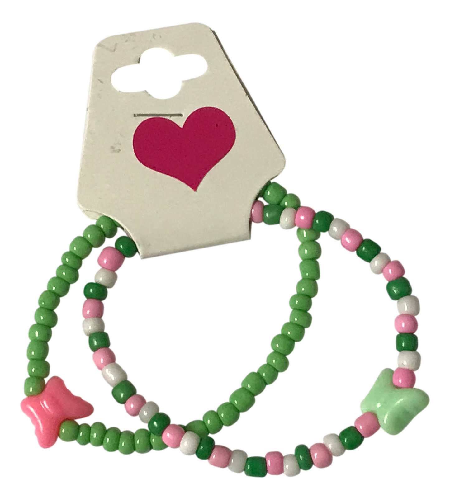 Butterfly Charm Beaded Bracelet Set, Pink Green White Cute Stretch Y2K Aesthetic Jewelry, Kawaii Friendship Bracelet Gift