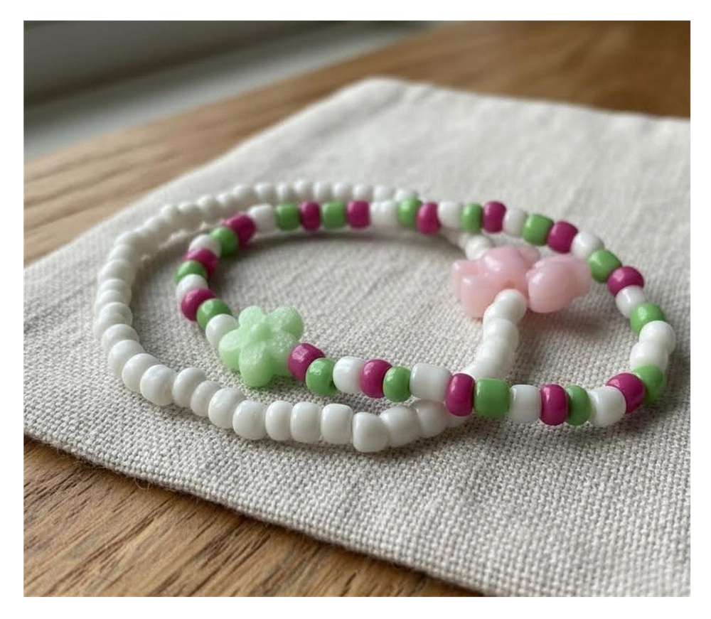 Handmade Blossom and Horse Charm Beaded Bracelets, Teen Jewelry, Novelty Bracelet