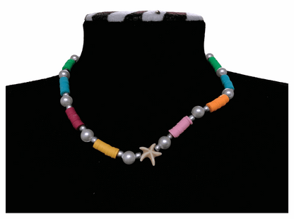 Handcrafted Summer Beach Pearl Necklace, Metal-Plated Clasp w/ Extension Chain