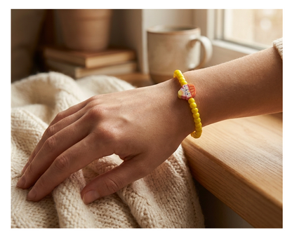 Handmade Bright Yellow Beaded Bracelet, Novelty Jewelry