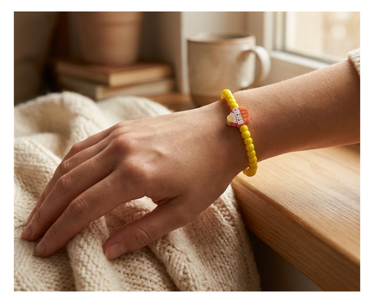 Handmade Bright Yellow Beaded Bracelet, Novelty Jewelry