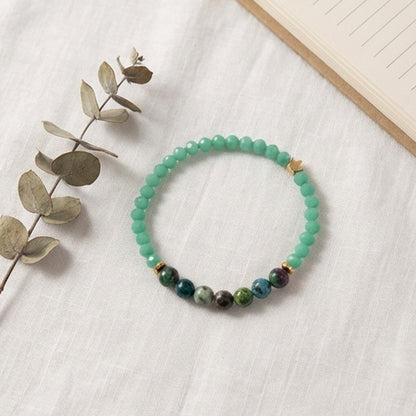 Ruby Zoisite and Green Agate Beaded Bracelet Natural Stone Gold Crown Charm Jewelry Earthy Handmade Boho Stacker