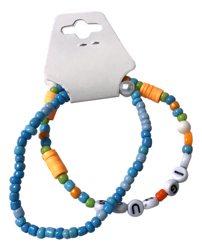 Handmade Summer Sky and Sunset Beaded Bracelets, Youth/Teen Jewelry, Novelty Bracelet, Boho-chic
