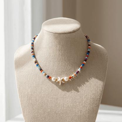 Handmade Multicolor Beaded Starfish Charm Women's Necklace