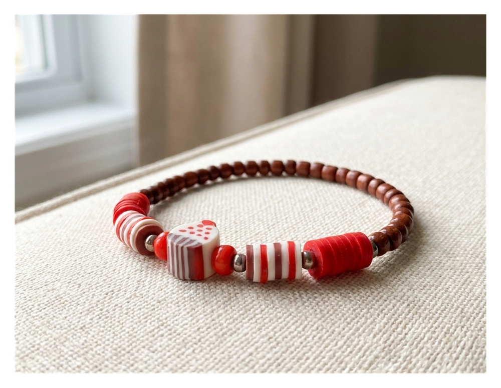 Handmade Sweet Treat-Themed Beaded Bracelet, Novelty Jewelry, Heishi Beads