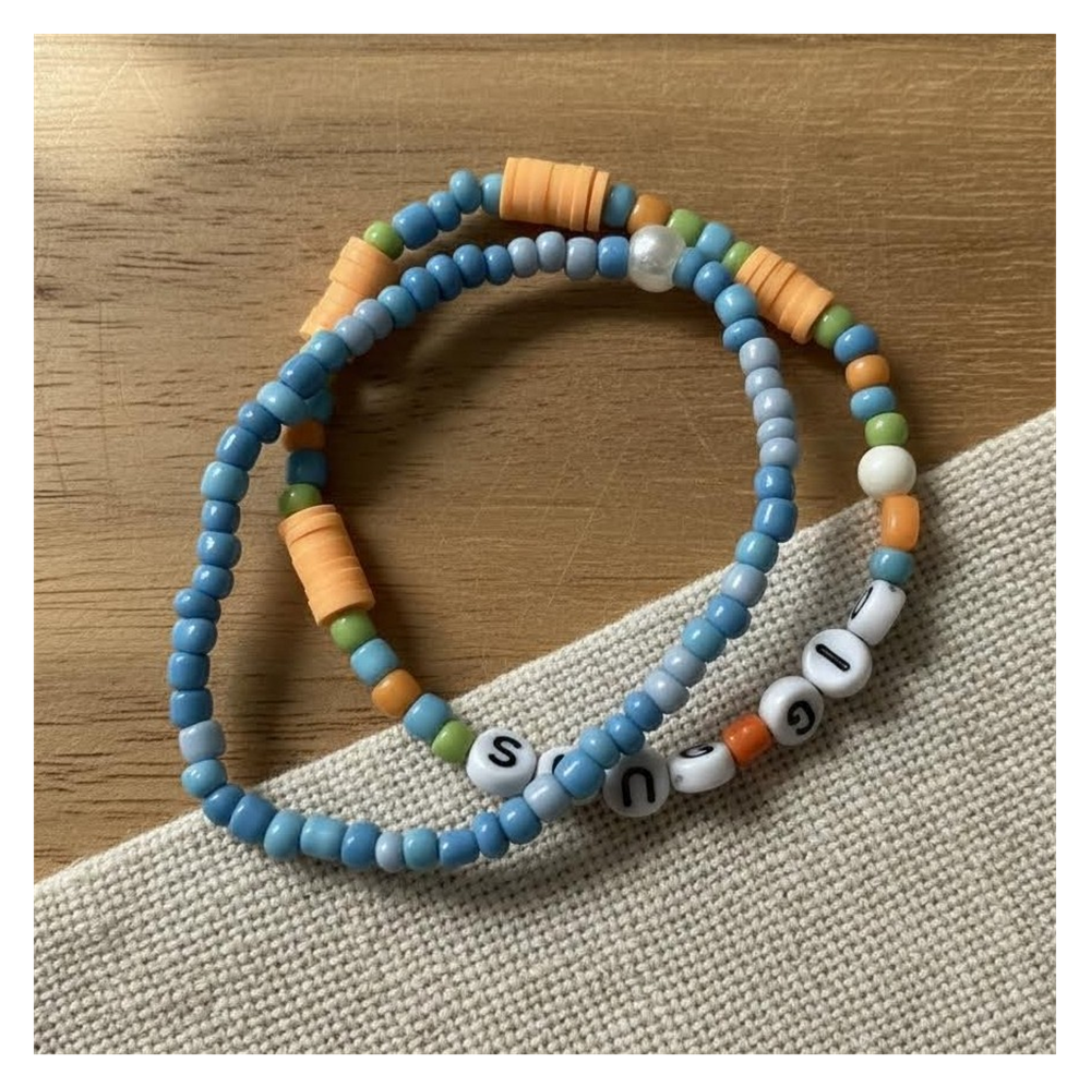 Handmade Summer Sky and Sunset Beaded Bracelets, Youth/Teen Jewelry, Novelty Bracelet, Boho-chic