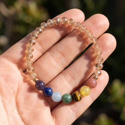 Natural Stone 7 Chakra Crystal Beaded Handmade Bracelet Gemstone Spiritual Jewelry Boho Style