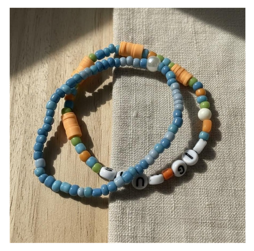 Handmade Summer Sky and Sunset Beaded Bracelets, Youth/Teen Jewelry, Novelty Bracelet, Boho-chic