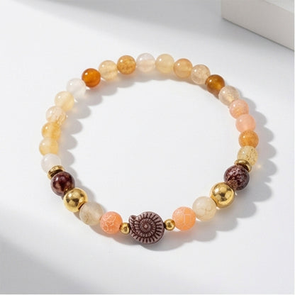 Handmade Natural Gemstone Beaded Bracelet with Gold Accents Warm Earth Tone Jewelry Boho Style One Size