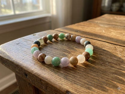 Handmade Earth Tone Beaded Bracelet – Natural Gemstone Crystal-Style Beads Jewelry