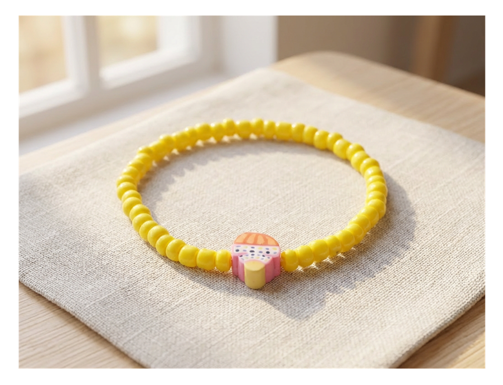 Handmade Bright Yellow Beaded Bracelet, Novelty Jewelry