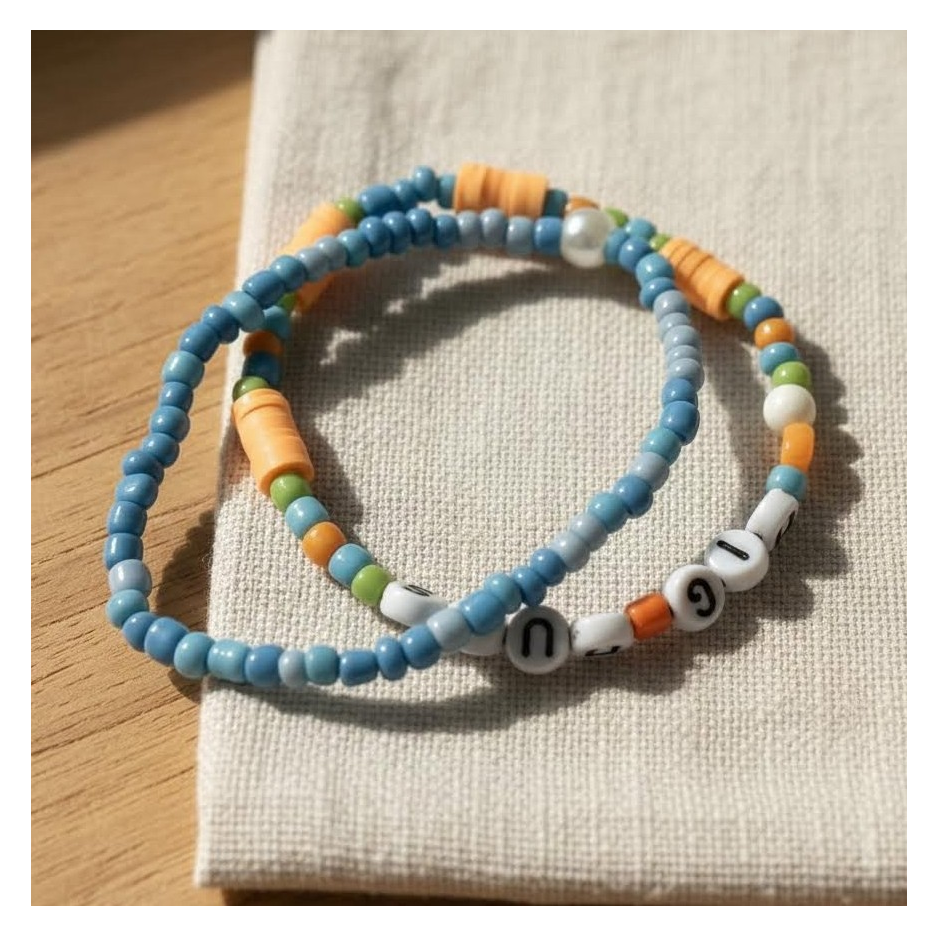 Handmade Summer Sky and Sunset Beaded Bracelets, Youth/Teen Jewelry, Novelty Bracelet, Boho-chic