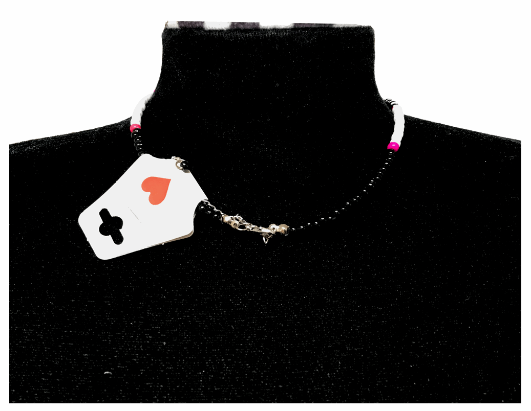 Handcrafted Petal Duality Beaded Necklace, Metal-Plated Clasp w/ Extension Chain