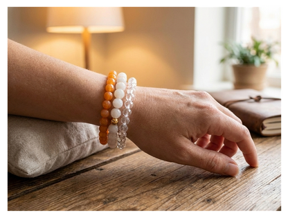 Handmade with Love Autumn Orange Beaded Bracelet Set