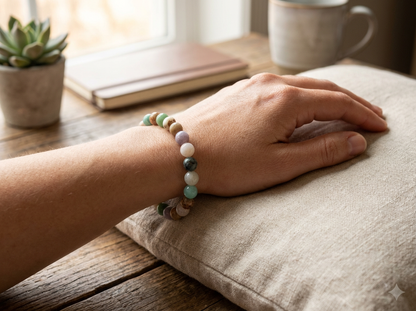 Handmade Earth Tone Beaded Bracelet – Natural Gemstone Crystal-Style Beads Jewelry