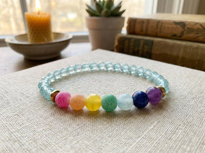 7 Chakra Gemstone Bracelet Handmade Rainbow Beaded Crystal Jewelry Natural Stone Boho Style Yoga Gift Minimalist