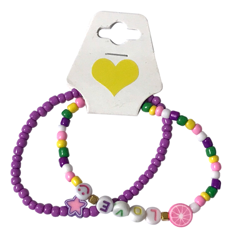 Handmade Purple Citrus Star Charm Beaded Bracelet, Youth/Teen Jewelry, Novelty Bracelet, Boho-chic