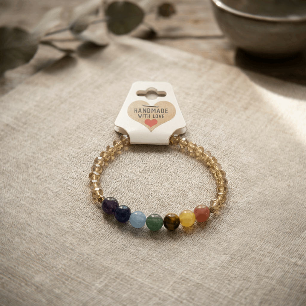 Natural Stone 7 Chakra Crystal Beaded Handmade Bracelet Gemstone Spiritual Jewelry Boho Style