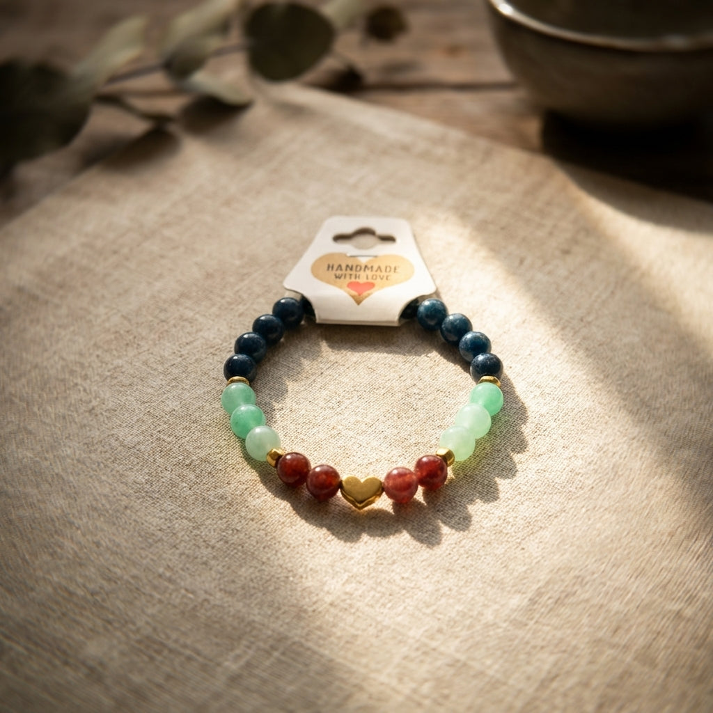 Teal Mint Beaded Bracelet, Burgundy Gold Accent, Boho Gemstone Stacking Jewelry